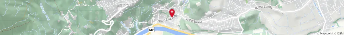 Map representation of the location for Apotheke Mühlau in 6020 Innsbruck